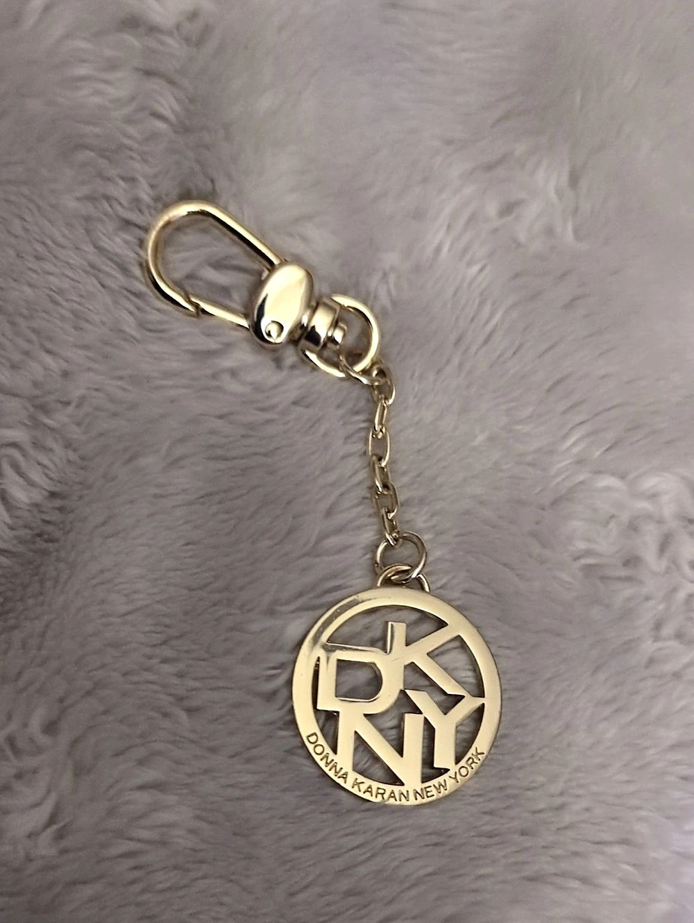 Donna Karan New York Logo Charm Keychain Gold-Tone Logo Keychain